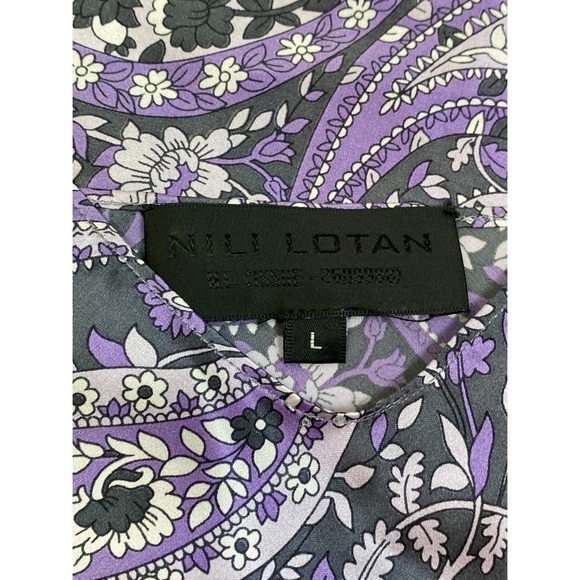 Nili Lotan Purple Paisley Silk Slip Dress Large - Picture 5 of 12